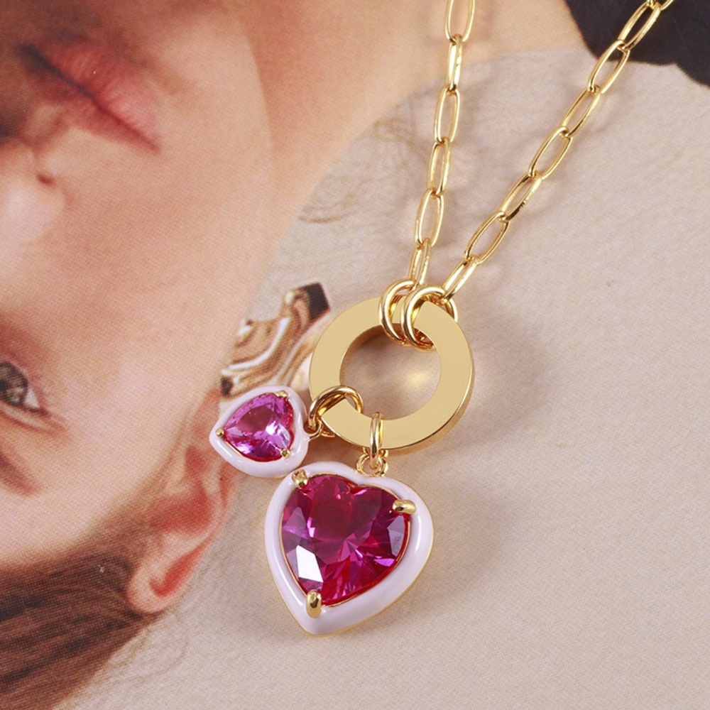 Kate Spade Enamel Double Heart Pendant Necklace